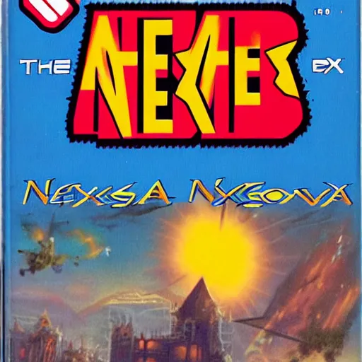 Prompt: the cover for a game boy game titled'nexonia : the destroyer'