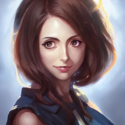 Image similar to anime portrait of Alison brie by Stanley Artgerm Lau, WLOP, Rossdraws, James Jean, Andrei Riabovitchev, Marc Simonetti, and Sakimichan, trending on artstation