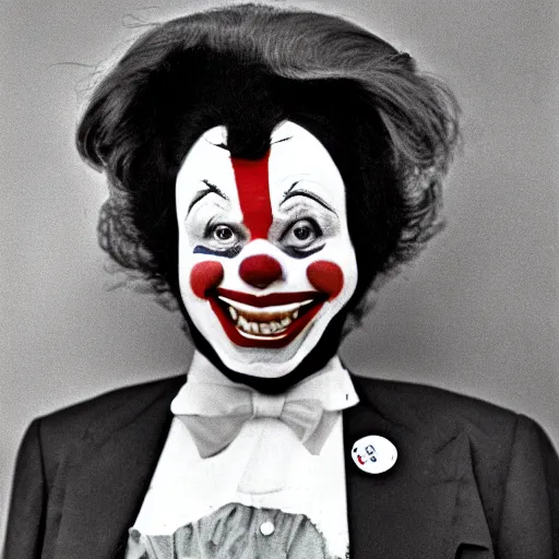 Prompt: president clown, photography from 1 9 8 0