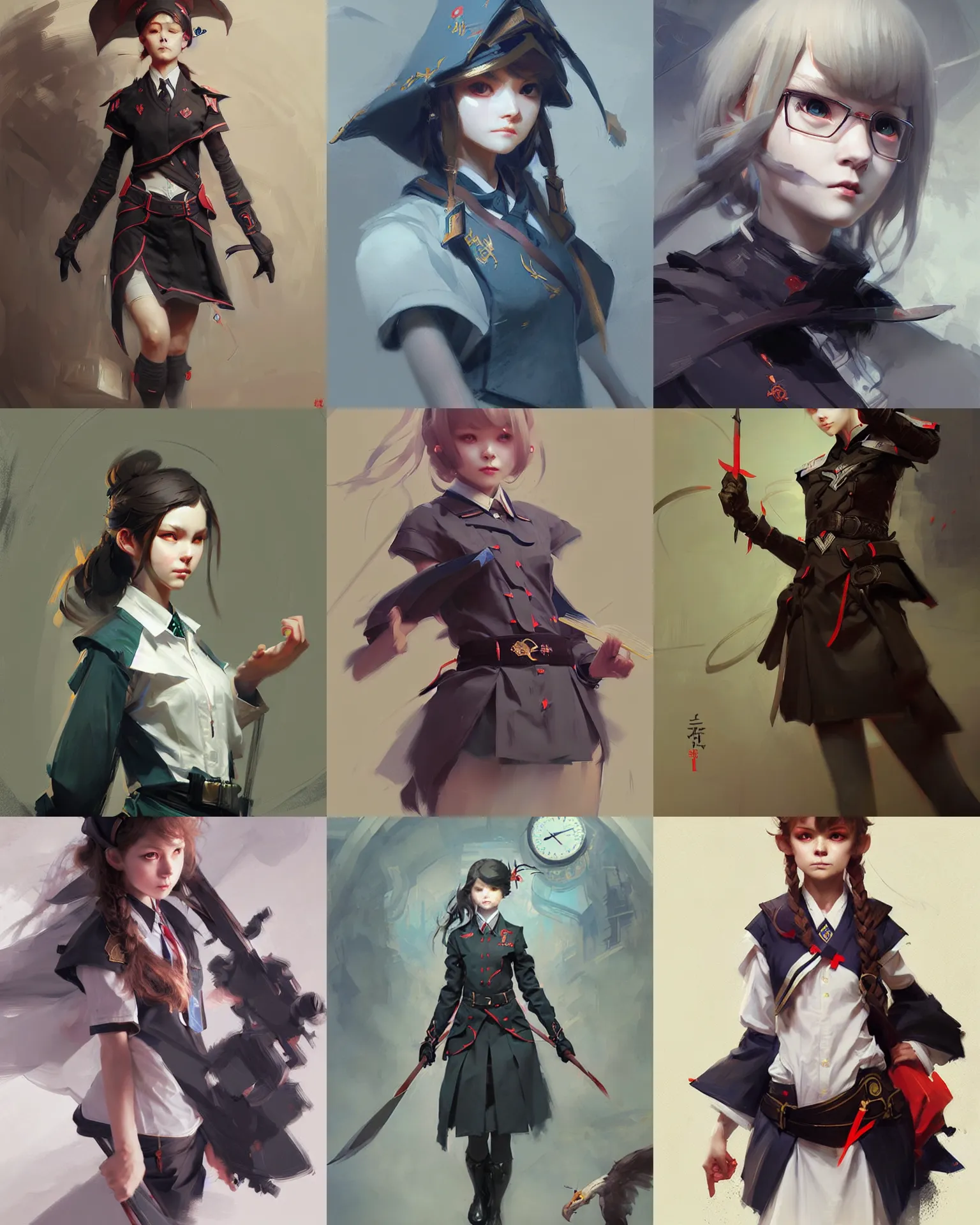 Prompt: strixhaven magic school cute attractive uniform, intricate, sharp focus, illustration, highly detailed, digital painting, concept art, matte, art by ruan jia