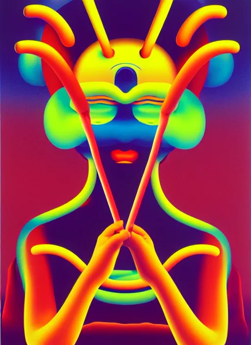 Image similar to devil by shusei nagaoka, kaws, david rudnick, airbrush on canvas, pastell colours, cell shaded, 8 k