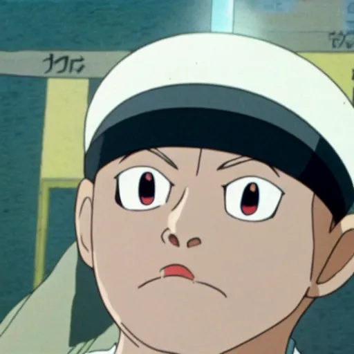 Image similar to Hitler as a Pokemon in a Studio Ghibli film, 35 mm still, anime, realistic