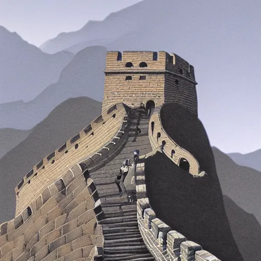 Prompt: the biomechanics beast on the Great Wall, by Shan Ze
