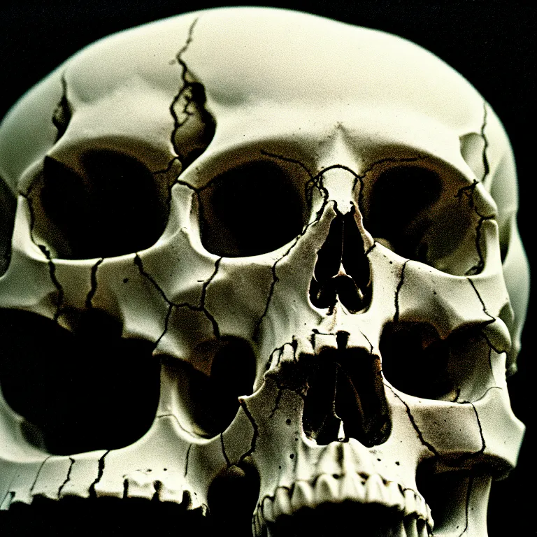 Image similar to centered rule of thirds 5 0 mm film still of a human skull