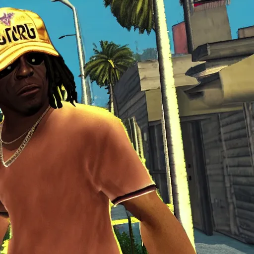 Image similar to Chief Keef in GTA San Andreas, video game screenshot