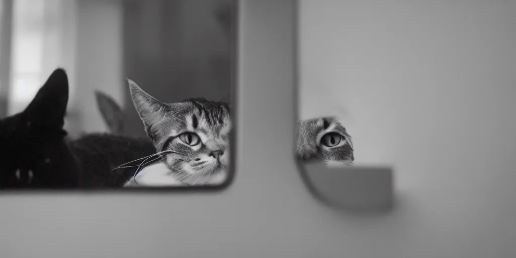 Image similar to cat looking in mirror