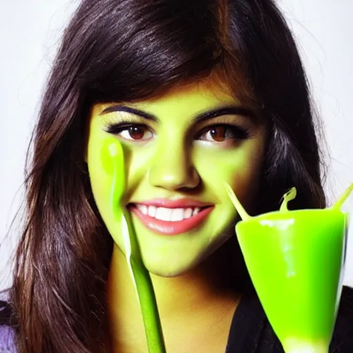 Image similar to photo of human celery with selena gomez face