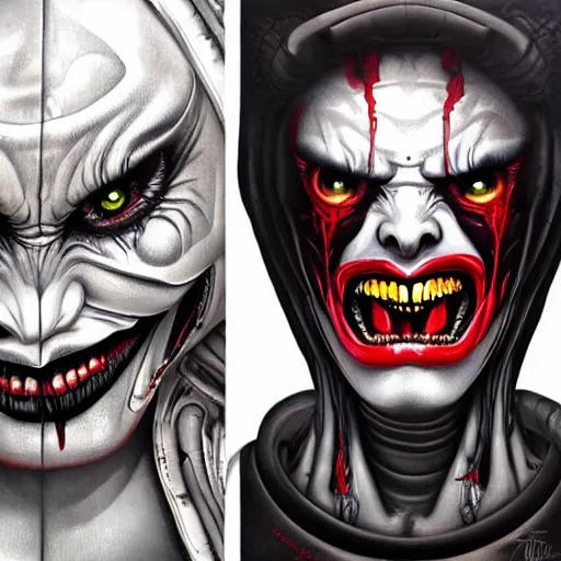 Prompt: giger spider joker portrait, pixar style, by tristan eaton stanley artgerm and tom bagshaw.