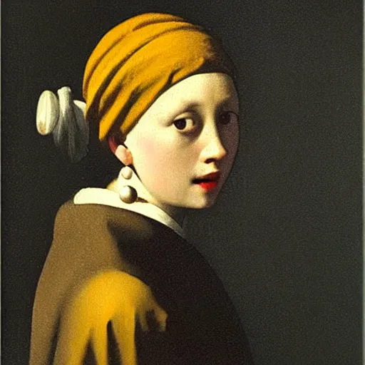 Prompt: the pearl with the girl earring by johannes vermeer