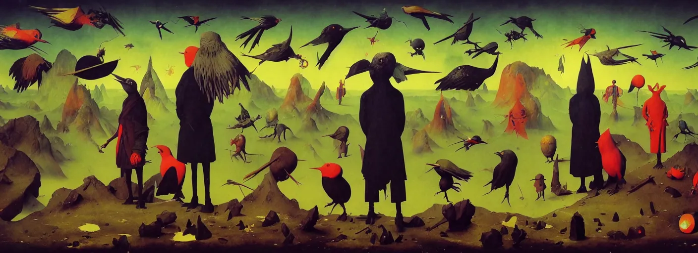 Image similar to full - body surreal colorful bird rpg character concept art anatomy, action pose, very coherent and colorful high contrast masterpiece by norman rockwell franz sedlacek hieronymus bosch dean ellis simon stalenhag rene magritte gediminas pranckevicius, dark shadows, sunny day, hard lighting, reference sheet white! background