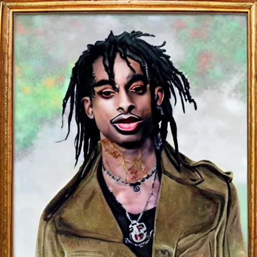 Image similar to playboi carti painted by abney park 4 k detailed super realistic
