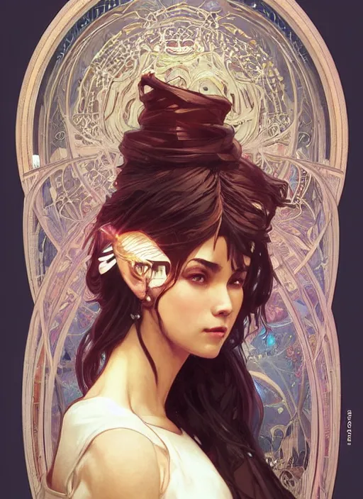 Image similar to queen, hannah owo face, incredibly detailed face, pretty face, light dress, true anatomy, art by artgerm and greg rutkowski and alphonse mucha