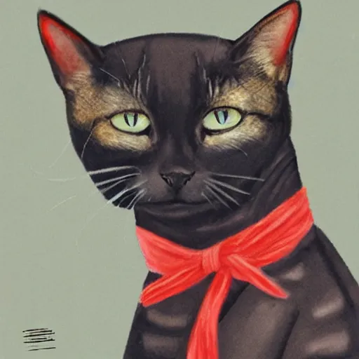 Image similar to a ninja that is a cat, portrait,