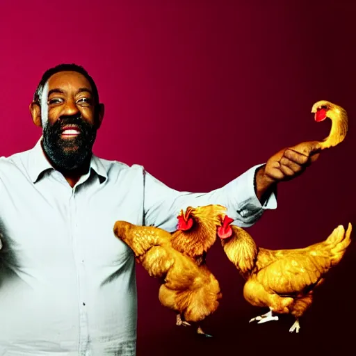 Image similar to lenny henry juggling chickens