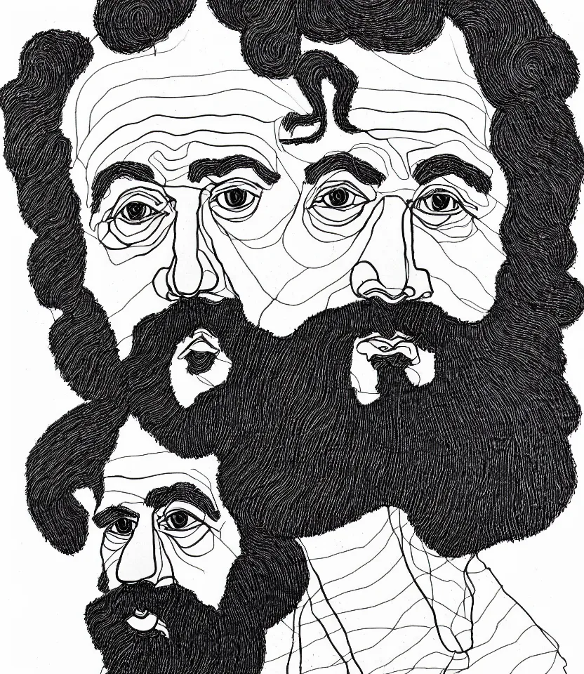 Image similar to detailed line art portrait of karl marx, inspired by egon schiele. minimalism, bold contour lines, caricatural, musicality, soft twirls curls and curves, confident personality, raw emotion