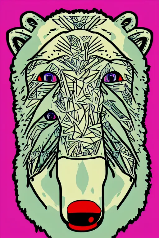 Image similar to Portrait of a polar bear, mafia, gangster, sticker, colorful, illustration, highly detailed, simple, smooth and clean vector curves, no jagged lines, vector art, smooth