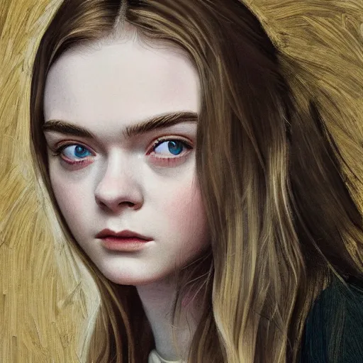 professional painting of Elle Fanning in the style of | Stable ...