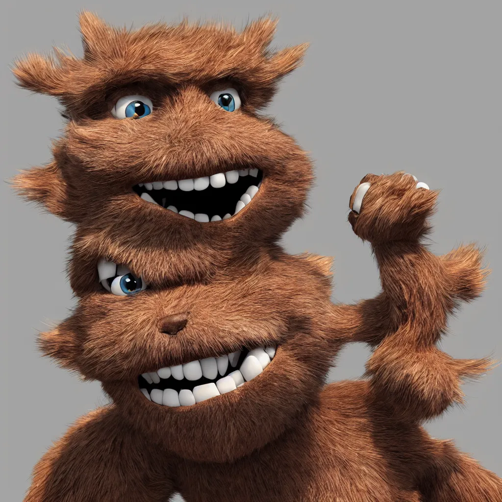 Prompt: Miniature closeup 3D illustration of a furry monster. Digital art trending on WLOP. Award winning Pixar render