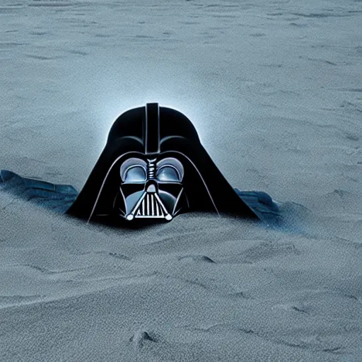 Prompt: darth vader panicking in a pit of sand