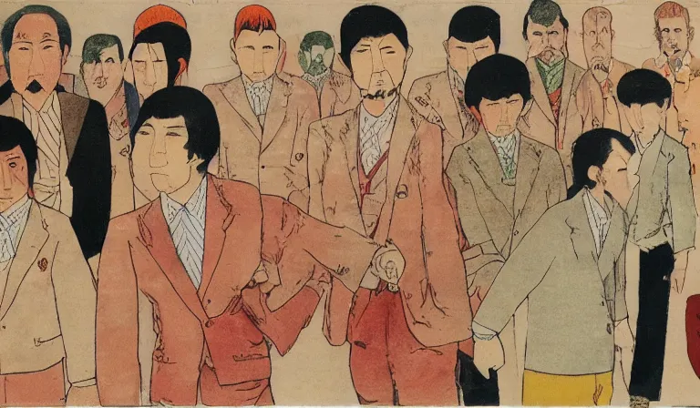 Image similar to yakuza, by henry darger