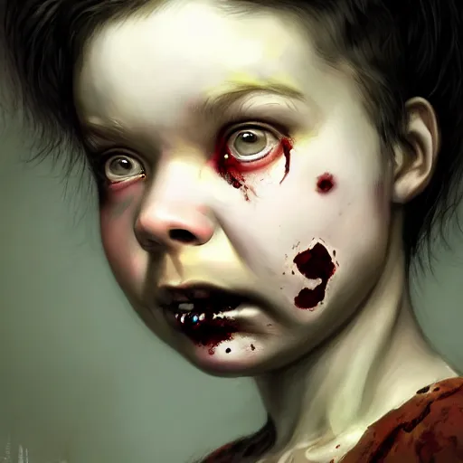 Image similar to color head portrait of young early bjork as a zombie, 7 days to die zombie, gritty background, fine art, award winning, intricate, elegant, sharp focus, cinematic lighting, digital painting, 8 k concept art, art by michael hussar, art by brom, art by guweiz and z. w. gu, 8 k