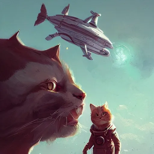 Image similar to 👨‍🚀🐈, digital Art, Greg rutkowski, Trending artstation,cinematographic