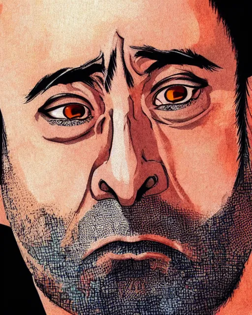 Prompt: a close - up portrait of joe rogan, anime style by studio ghibli and toei, highly detailed, trending on artstationhq