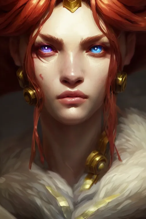 Image similar to league of legends portrait, au naturel, hyper detailed, digital art, trending in artstation, cinematic lighting, studio quality, smooth render, unreal engine 5 rendered, octane rendered, art style by klimt and nixeu and ian sprigger and wlop and krenz cushart.