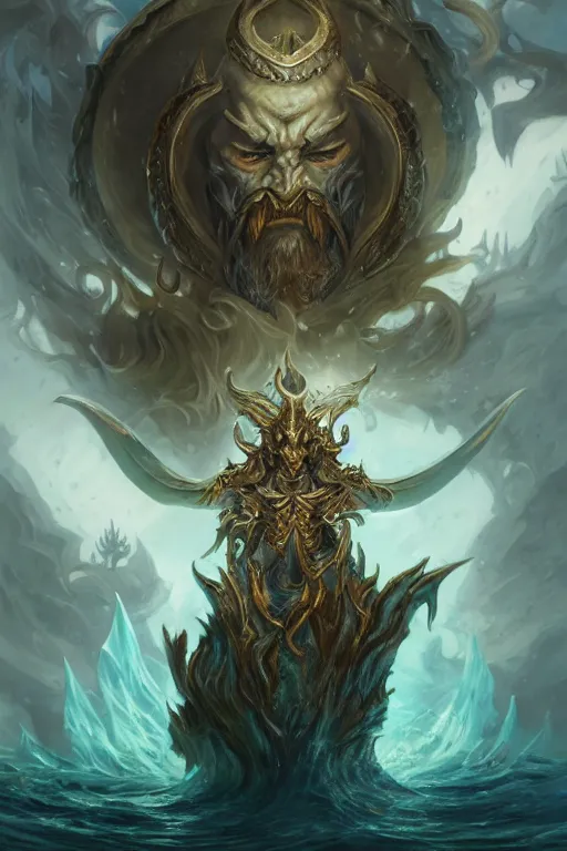 Image similar to lord of sea elf, god of the underworld, highly detailed, d & d, fantasy, highly detailed, digital painting, trending on artstation, concept art, sharp focus, illustration, global illumination, ray tracing, realistic shaded, art by artgerm and greg rutkowski and fuji choko and viktoria gavrilenko and hoang lap, sunny