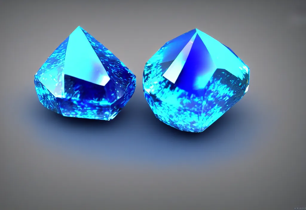 Image similar to crystal gemstone blue rendering, single, photorealistic, bright backround, photography, artstation