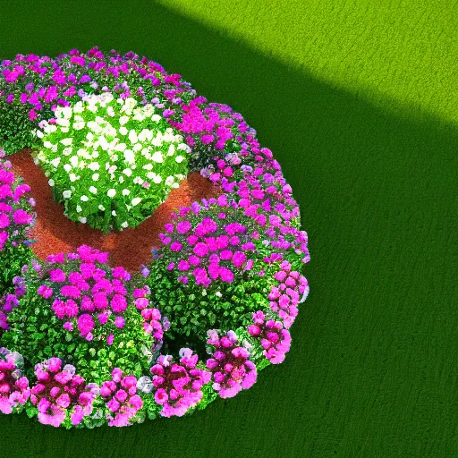 Prompt: feet flowers in a well manicured garden, hd, render