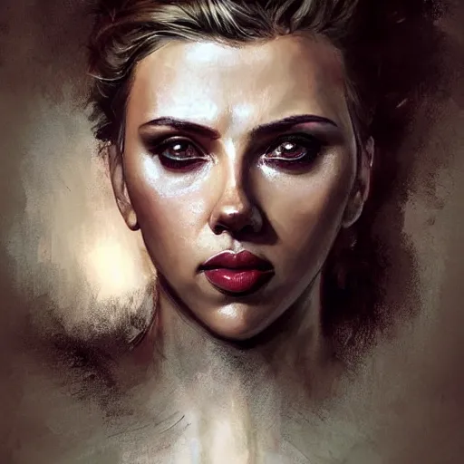 Prompt: portrait of scarlett johansson as an evil golem, colourised, face portrait, epic, tragic, military art, fantasy, dieselpunk, hd shot, digital portrait, beautiful, artstation, comic style, by artgerm, guy denning, jakub rozalski, magali villeneuve and charlie bowater