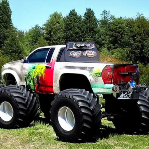 Prompt: shitty car mods monster truck redneck engineering