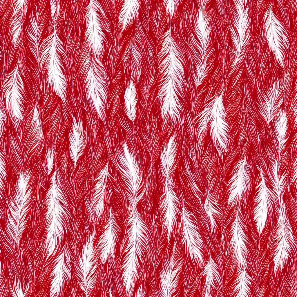 Prompt: seamless red and white symmetric feather texture, 4k