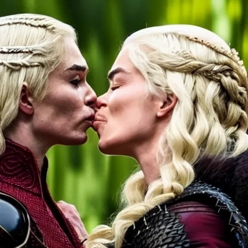 Prompt: cersei lannister kissing daenerys targaryen