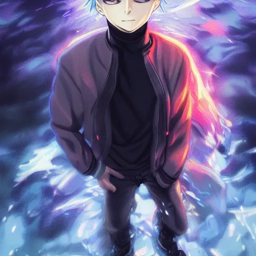 Image similar to killua zoldyck in rossdraws art, with thunderstorms, 8 k, bright colors, detailed face, details, sharp smooth, aykut aydogdu