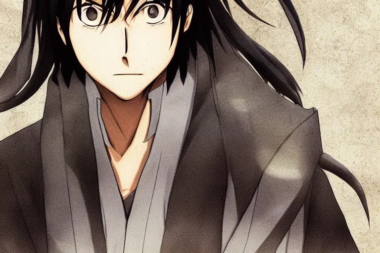 Prompt: hijikata toushirou, of gintama, black hair, character portrait, portrait, close up, concept art, intricate details, highly detailed by wlop