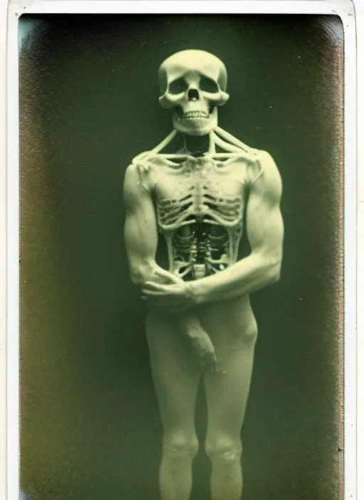 Prompt: 👽, 💀, 1 9 1 0 polaroid photo