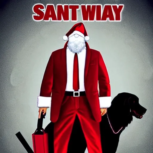 Image similar to santa claus as john wick