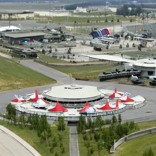 Prompt: a military installation disguised as an amusement park