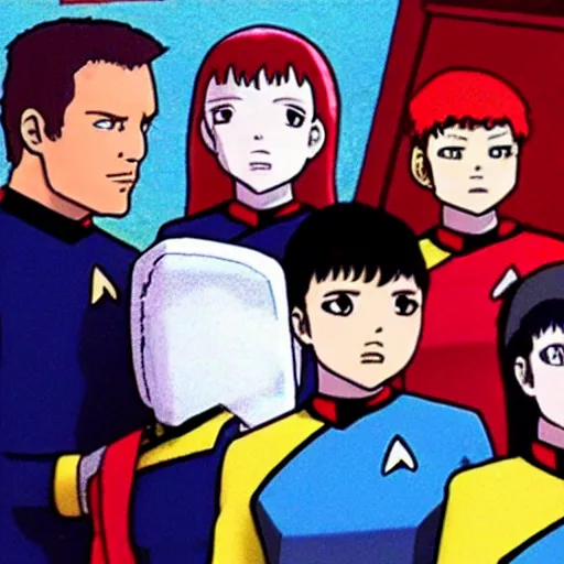 Prompt: still of Star Trek The Next Generation with Kagura from Azumanga Daioh