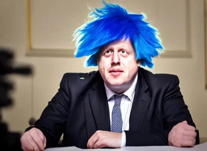 Image similar to Photo of Boris Johnson cosplaying as Dr. Eggman from Sonic series, sitting at the parlament meeting, giving an interview, highly detailed, 4k, HQ