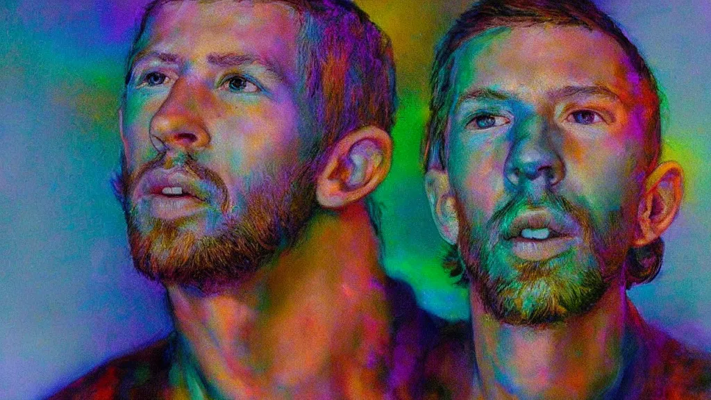 Image similar to iridescent partial detailed portrait of calvin harris at elderly age of 1 0 5