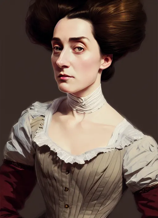 Prompt: a portrait of a woman with a crooked nose in victorian clothing, confident pose, intricate, elegant, sharp focus, illustration, highly detailed, concept art, matte, trending on artstation, anime, art by james jean and artgerm and brian despain and alberto mielgo, greg rutkowski, wlop, ilya kuvshinov, strong strokes