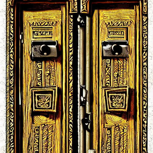 Image similar to one hundred doors with latches, highly detailed, intricate, sharp focus, digital art, 8 k