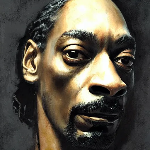 Image similar to a portrait of snoop dogg drawn by jeremy mann