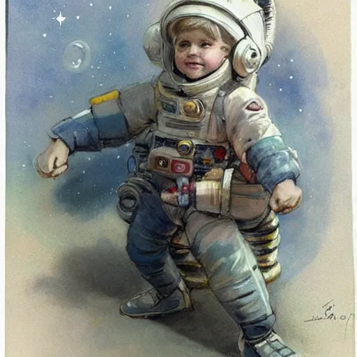 Image similar to (((((portrait of boy dressed as retro space explorer in an actionpose . muted colors.))))) by Jean-Baptiste Monge !!!!!!!!!!!!!!!!!!!!!!!!!!!