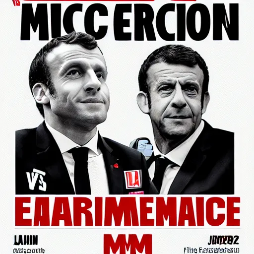 Image similar to poster of emmanuel macron vs jean luc melenchon mma fight