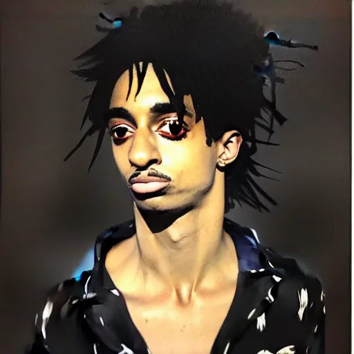 Image similar to a portrait of Playboi Carti in the style of Francisco Goya, dark, creepy, high contrast, nihilistic