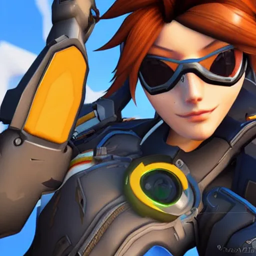 Image similar to tracer from overwatch smartphone selfie